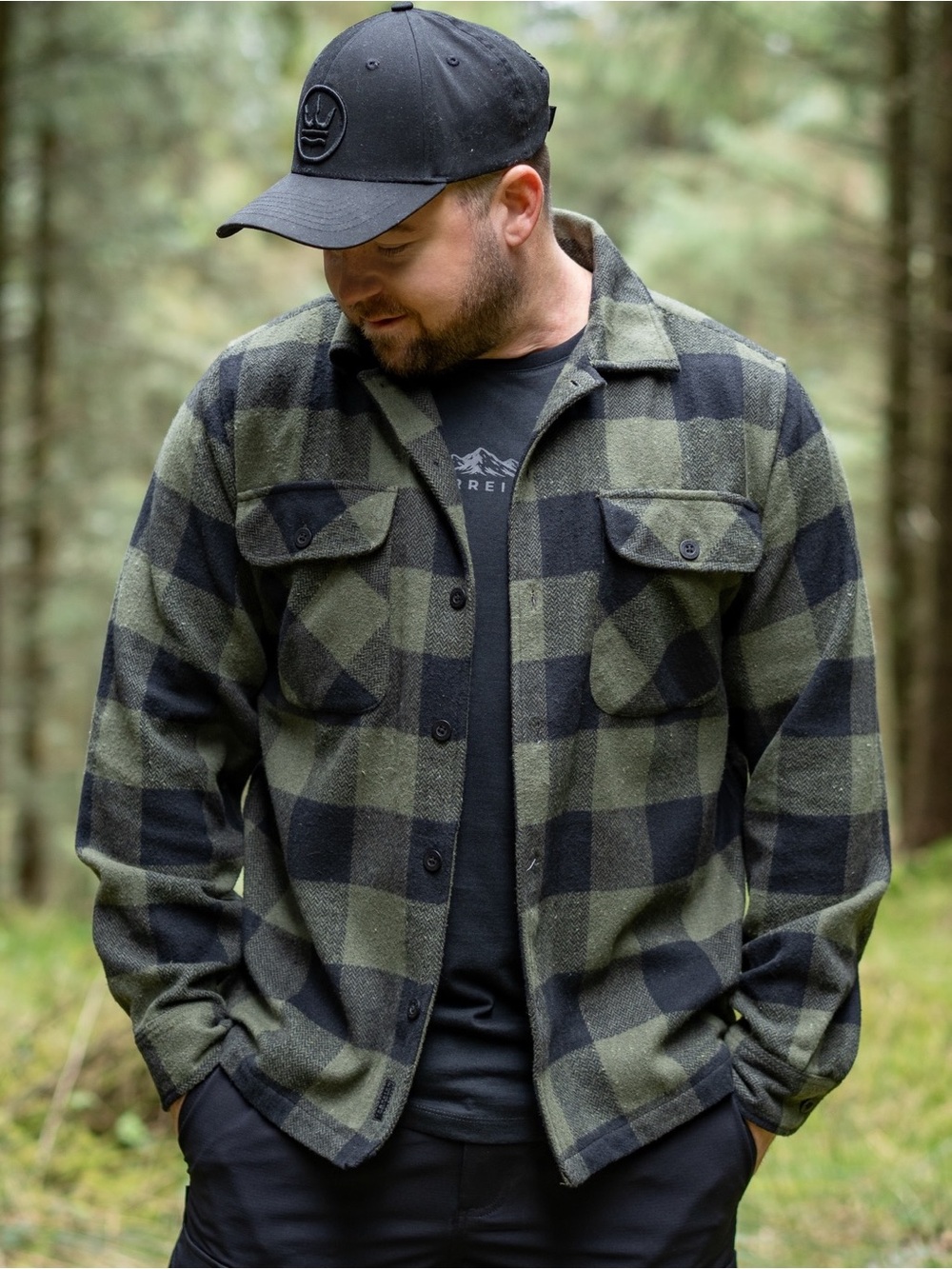 RDI Olive & Black Plaid Button-Up Jacket Shirt